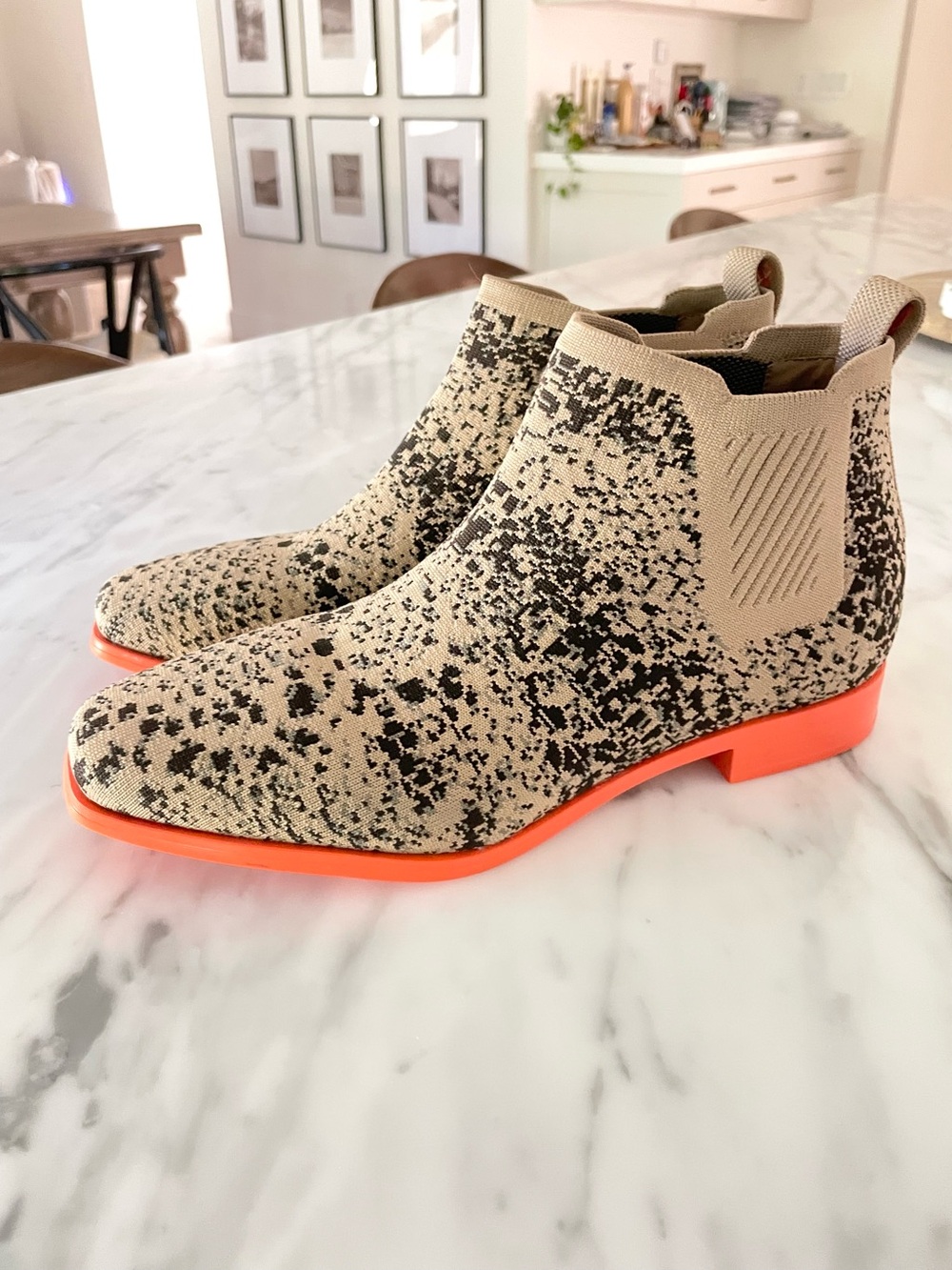 Vivaia Beige Boots with Orange Bottoms